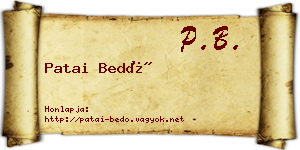 Patai Bedő névjegykártya